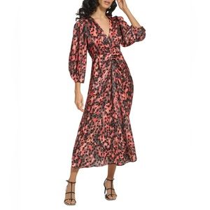 DKNY V-Neck Ruched Front Dress in Permission Multi, Size XL, New w/Tag